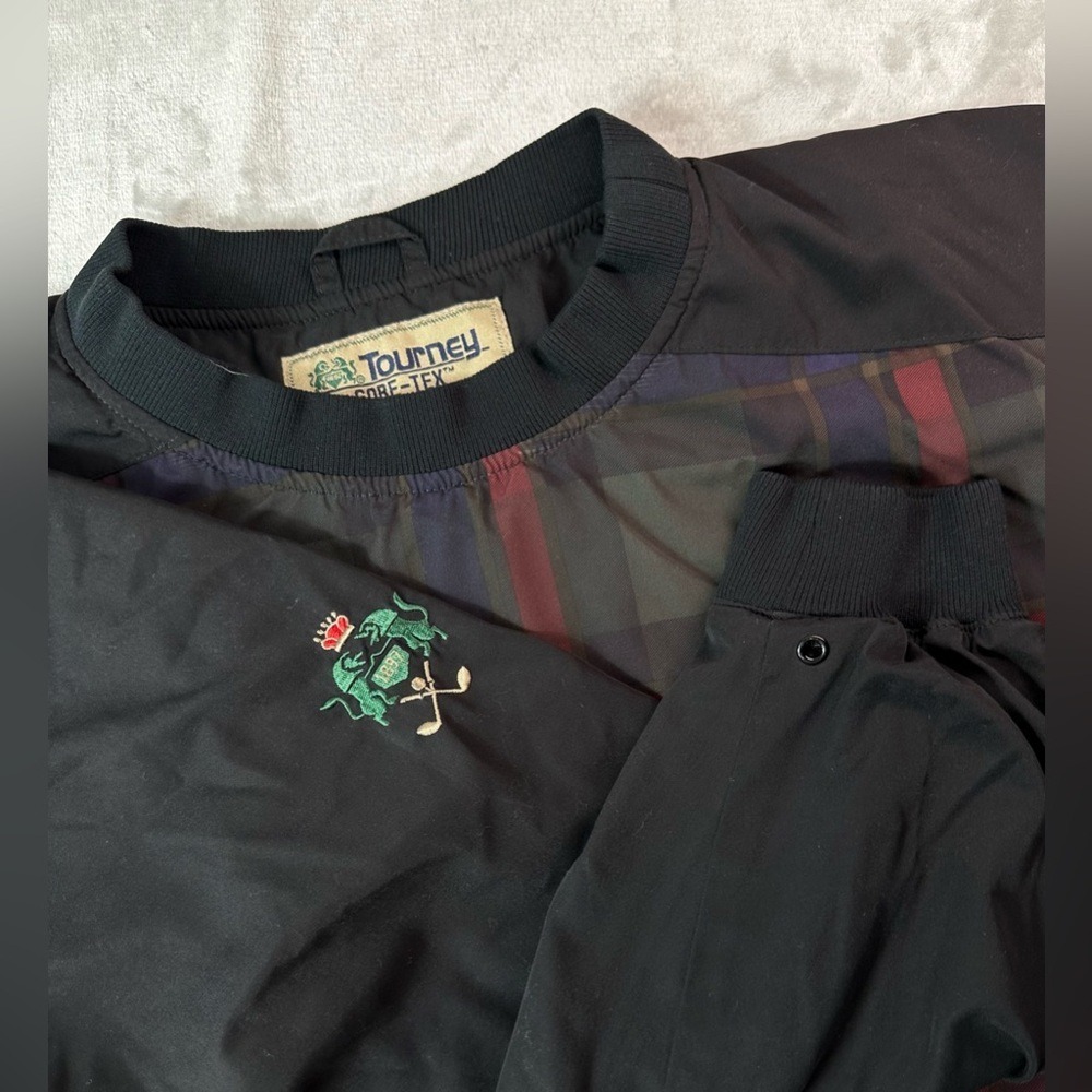 Vintage Tourney Pullover Jacket Mens Large Plaid Gore Tex Waterproof Golf 90s